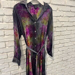 Avant Toi Purple and Green Tie-Dye Dress